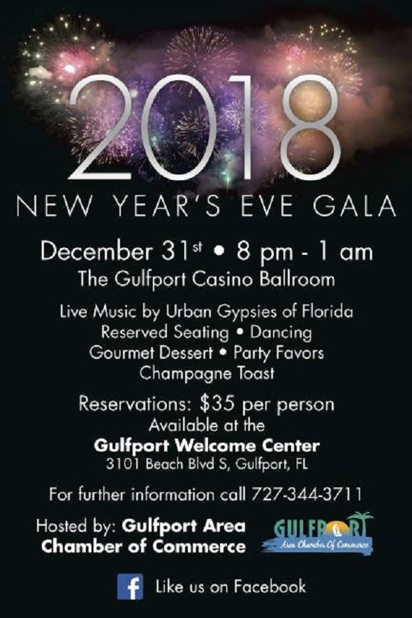 New Year&#039;s Eve Gala 2018 in Gulfport at Gulfport Casino Ballroom, Saint Petersburg, FL | Indian