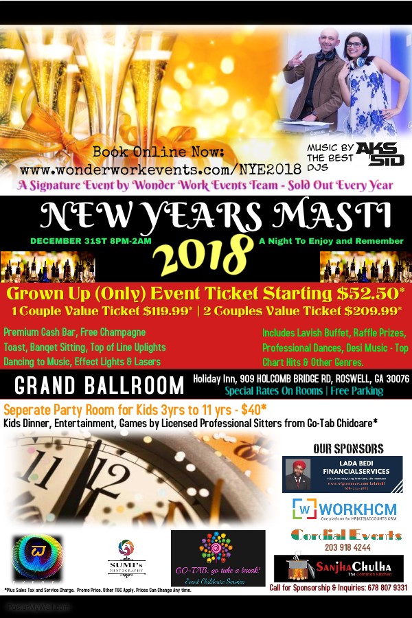 New Year Eve 2018 Masti with DJ Sid in Holiday Inn 