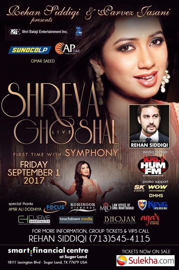 Shreya Ghoshal Live In Concert Houston at Smart Financial Centre