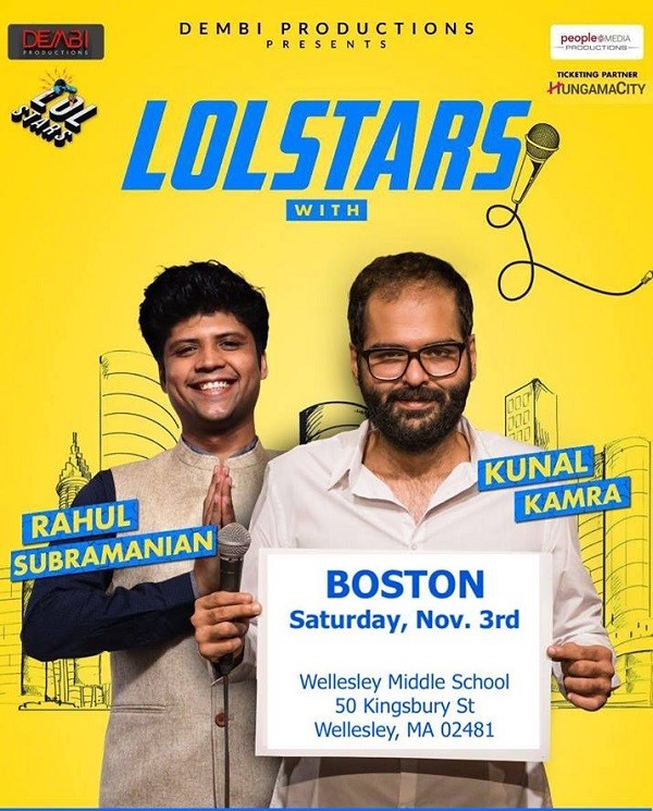 Boston - Lolstars Rahul Subramanian And Kunal Kamra at Wellesley Middle  School, Wellesley Hills, MA | Indian Event