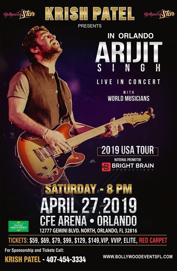 Arijit Singh Live Concert Orlando 2019 at CFE Arena University of