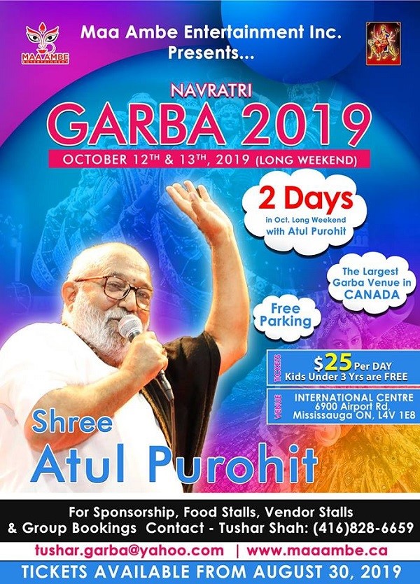 Navratri Garba 2019 In Toronto With Shree Atul Purohit at The