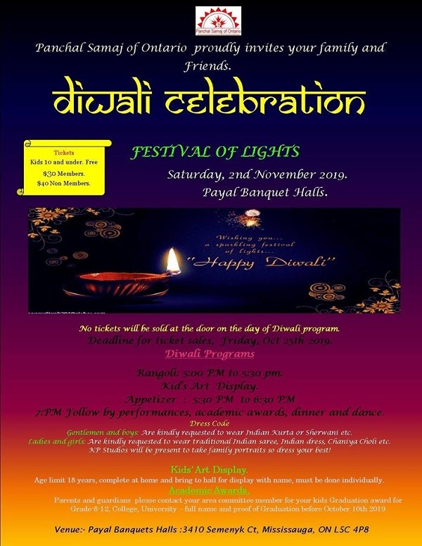 Diwali Celebration 2019 at Payal Banquet Halls, Mississauga, ON ...