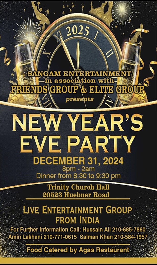 New Years Eve Party 2025 in San Antonio at Holy Trinity Banquet hall