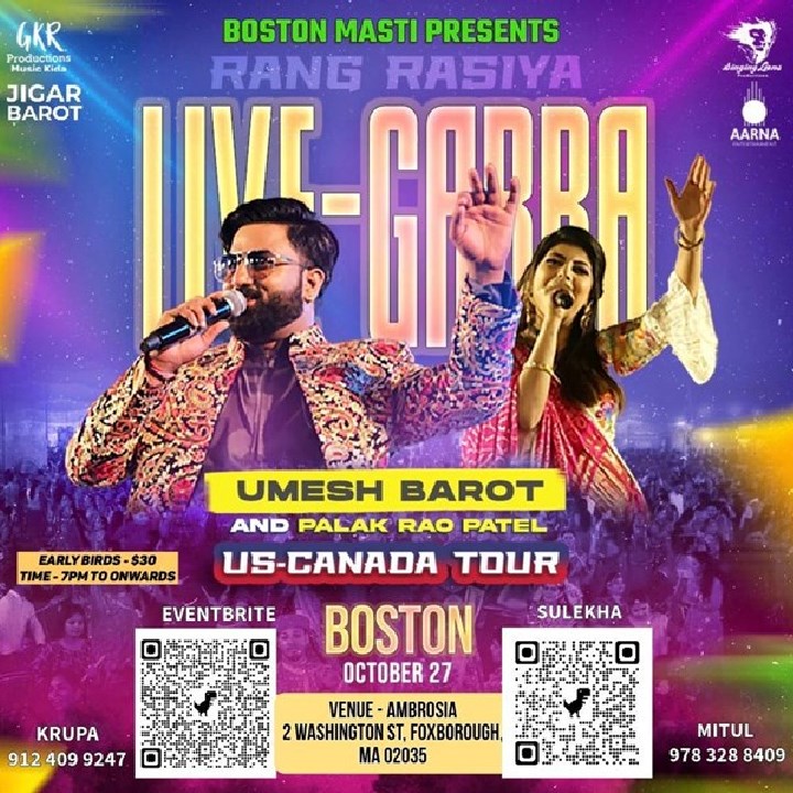 GARBA NIGHT IN BOSTON Dance the Night Away with Umesh Barot and Palak