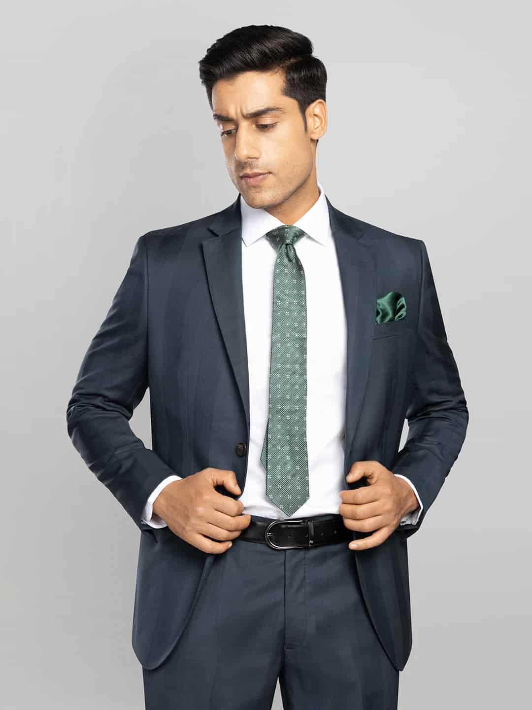 2 Piece Checkered Business Suit - Green